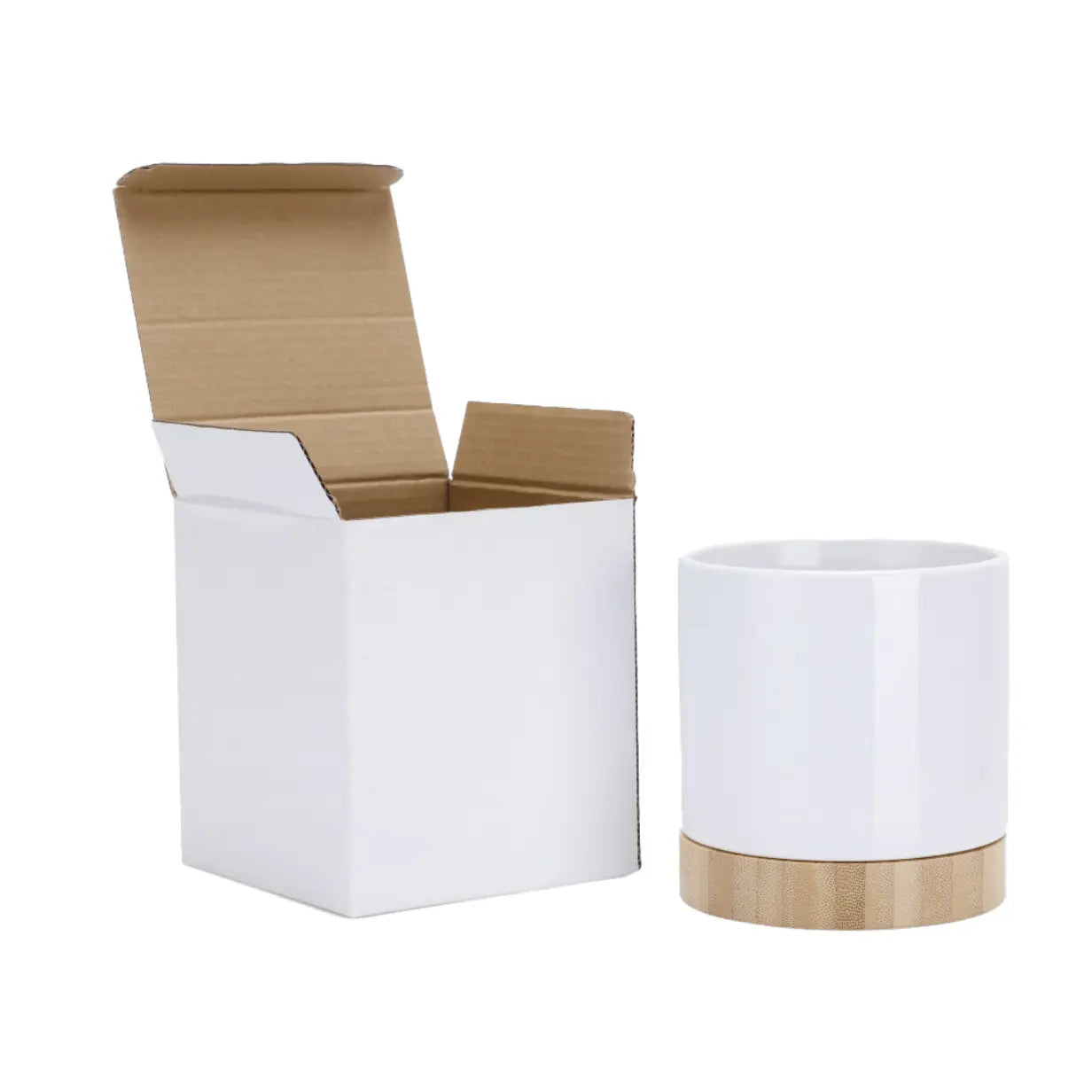 Ceramic Planter with Bamboo Tray Base My Store