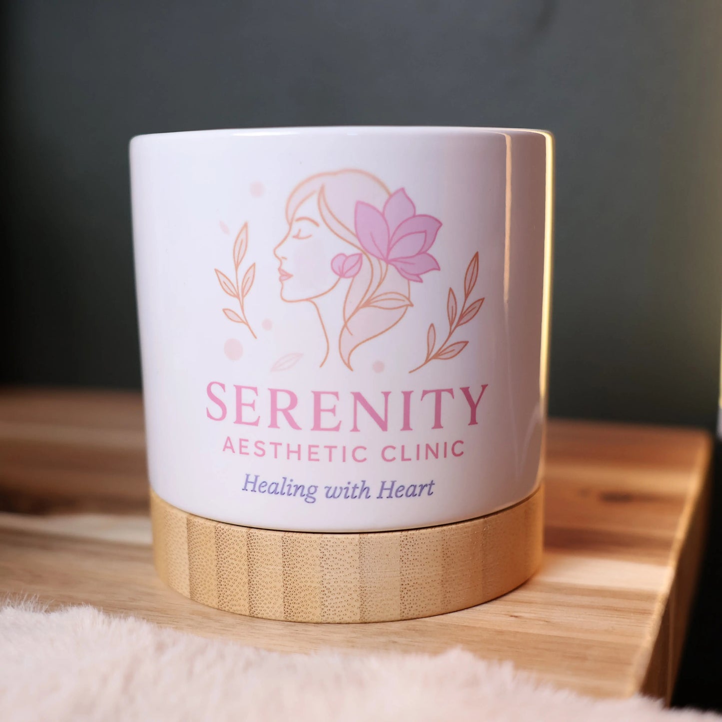 Ceramic Planter with Bamboo Tray Base My Store