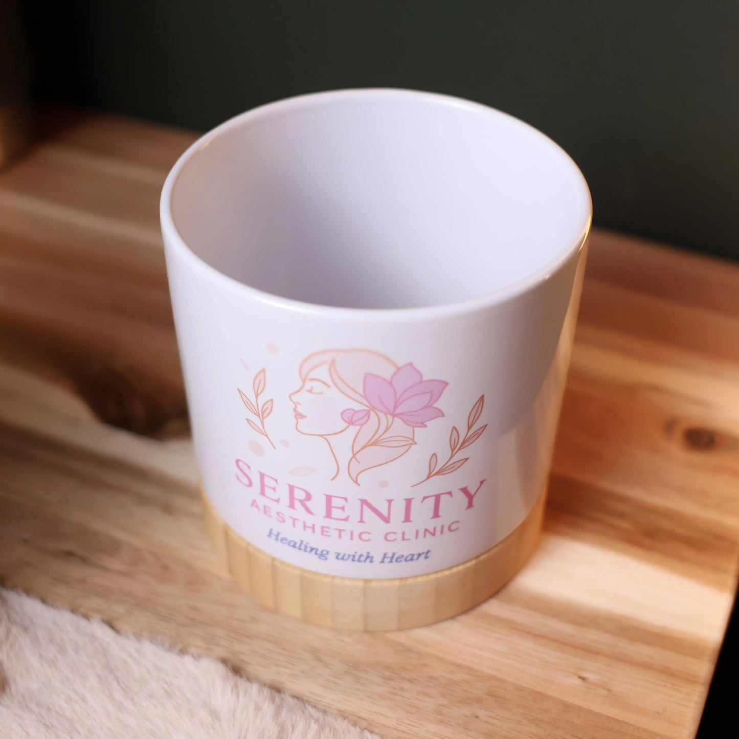 Ceramic Planter with Bamboo Tray Base My Store