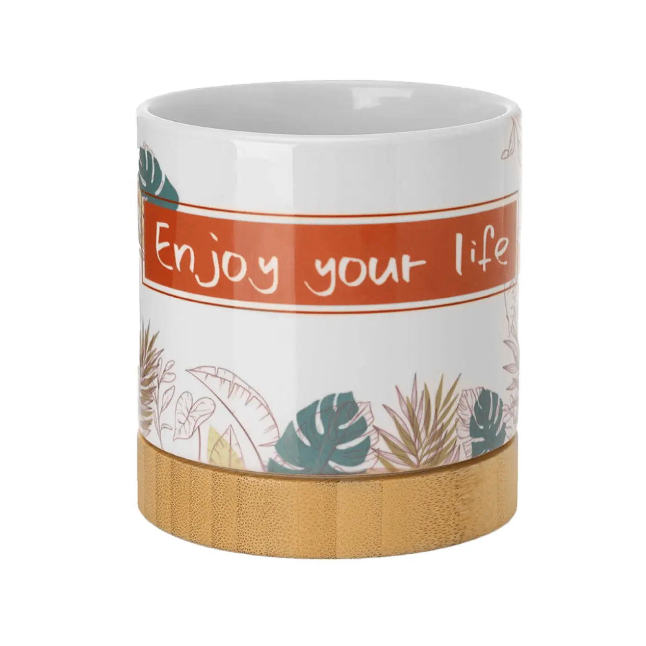 Ceramic Planter with Bamboo Tray Base My Store